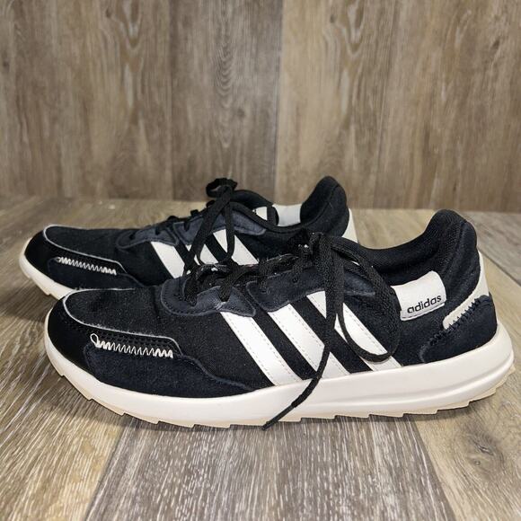 Adidas Womens US Size 7 Retrorun EH1859 Black White Running Sneaker Shoes - Picture 5 of 11